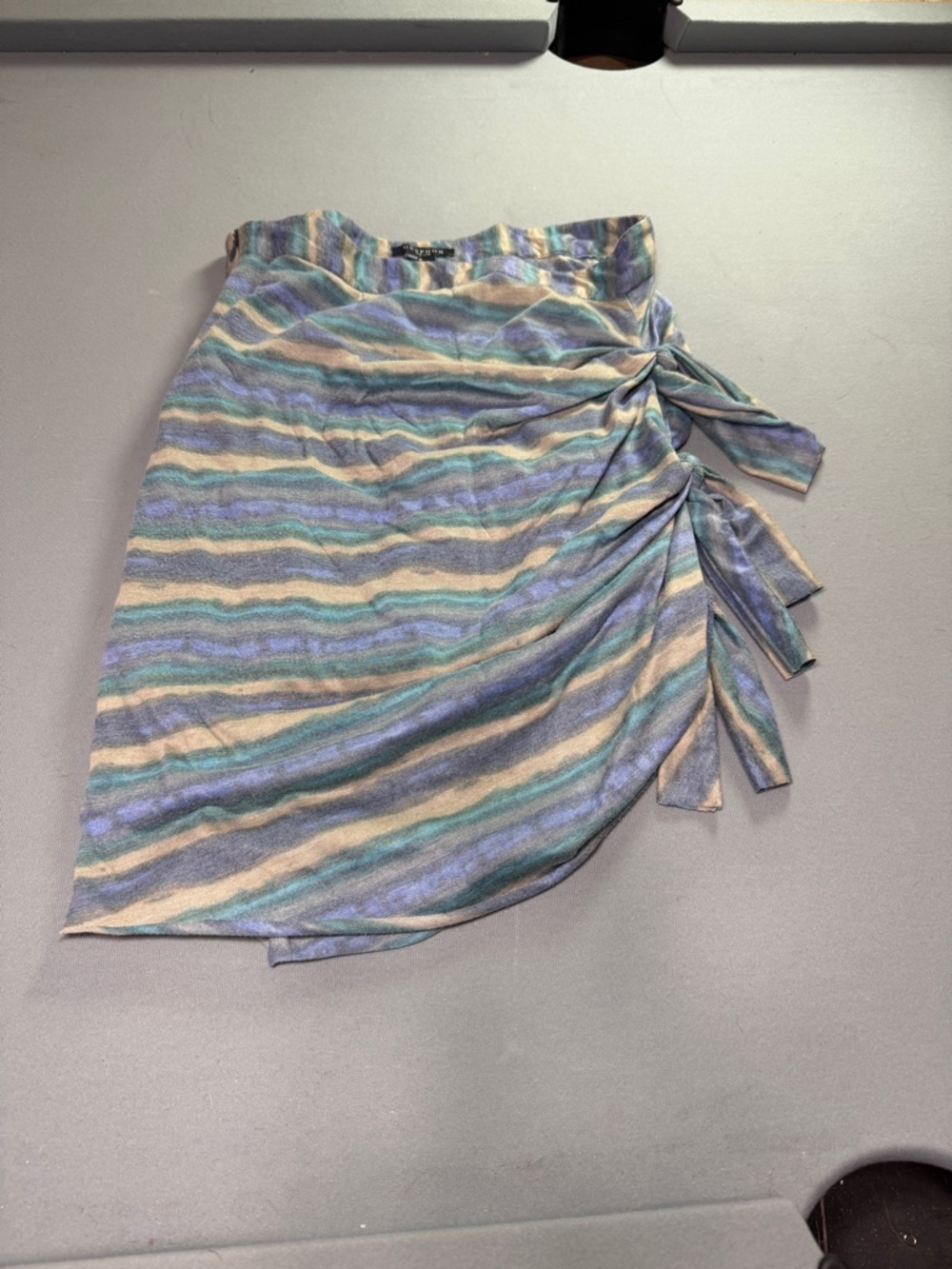 Gryphon NY Striped Wrap Skirt Tie Waist Silk Blend M